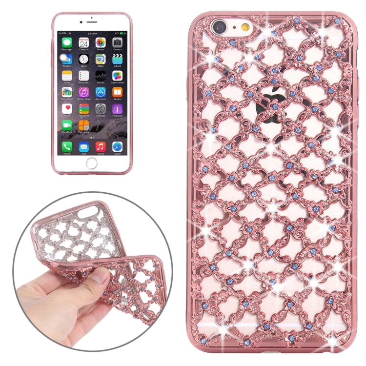 For iPhone 6 & 6s Electroplating Hollowed-out Diamond Encrusted TPU Protective Case