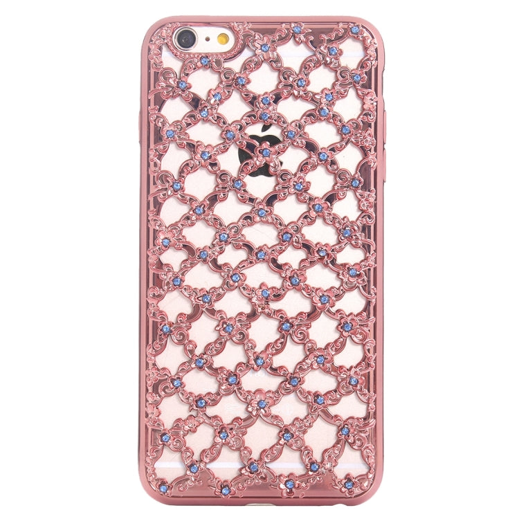 For iPhone 6 & 6s Electroplating Hollowed-out Diamond Encrusted TPU Protective Case