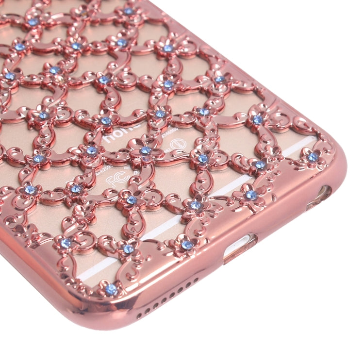 For iPhone 6 & 6s Electroplating Hollowed-out Diamond Encrusted TPU Protective Case