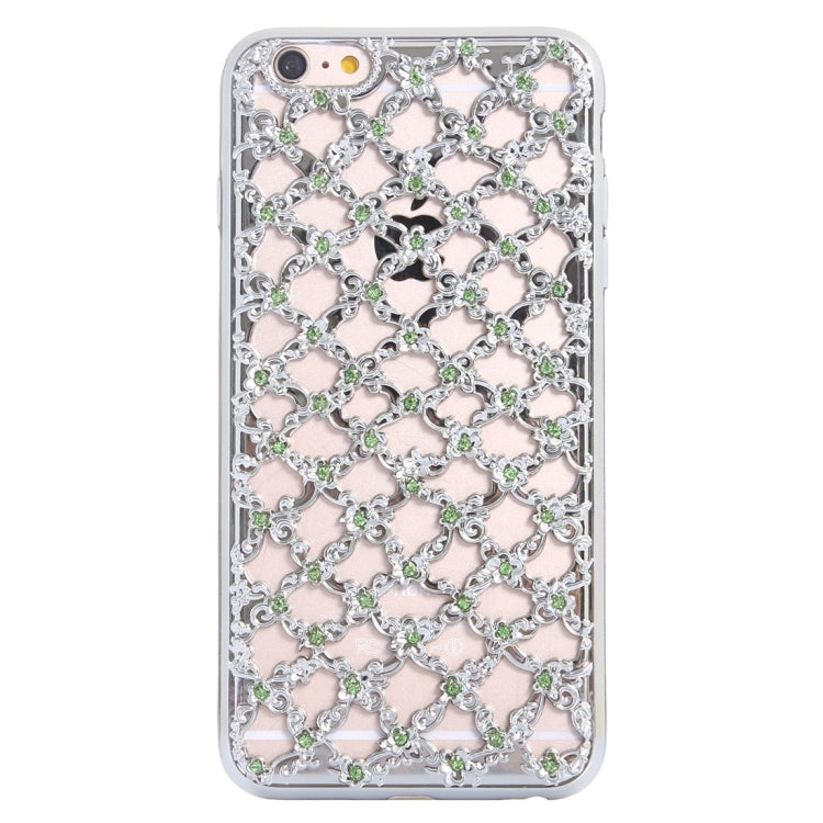 For iPhone 6 & 6s Electroplating Hollowed-out Diamond Encrusted TPU Protective Case