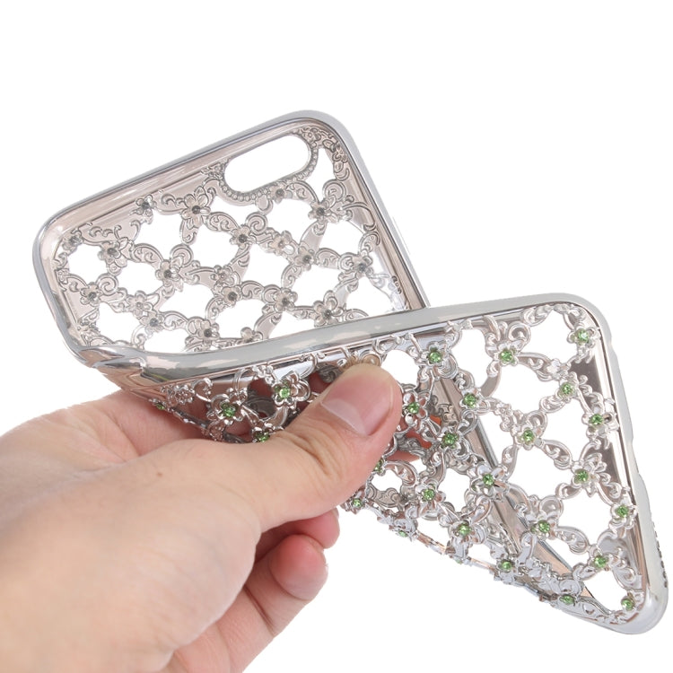 For iPhone 6 & 6s Electroplating Hollowed-out Diamond Encrusted TPU Protective Case