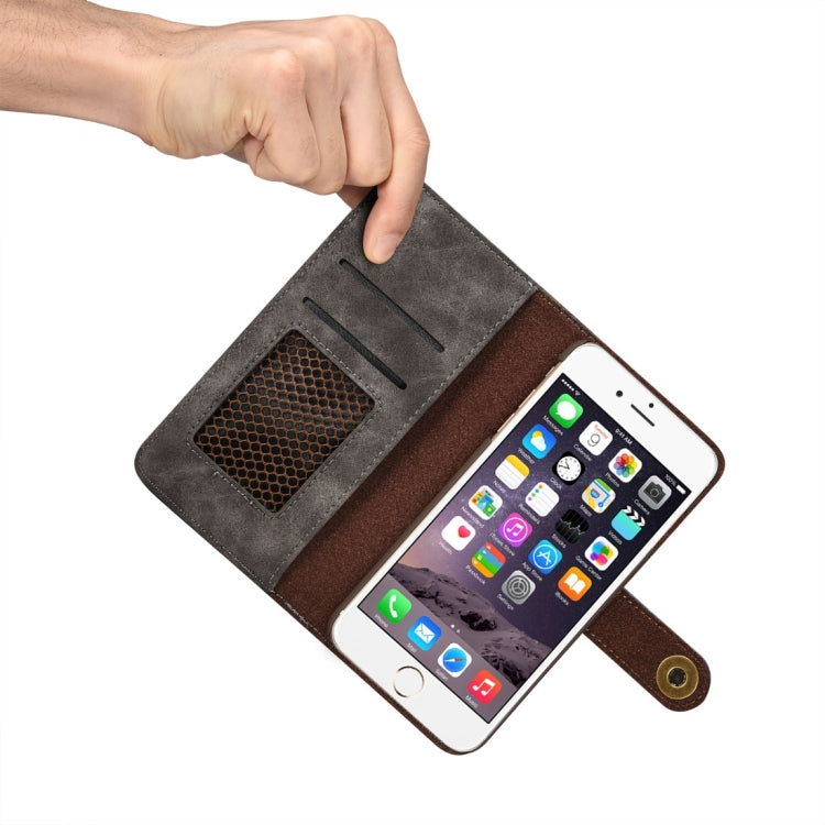For iPhone 6 & 6s Retro Magnetic Horizontal Flip Leather Case with Card Slots & Wallet & Photo Frame & Detachable Back Cover