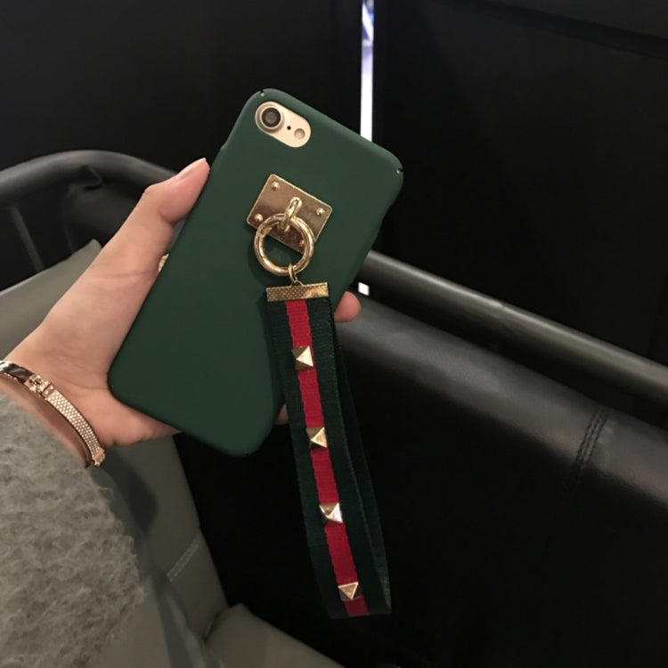 For iPhone 6 & 6s Contrast Color Full Coverage Acrylic Hard Protective Back Cover Case with Rivet Wrist Band