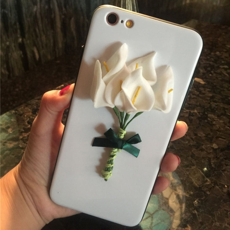 For iPhone 6 & 6s Simulation Flower Full Coverage Acrylic Protective Back Cover Case (White)