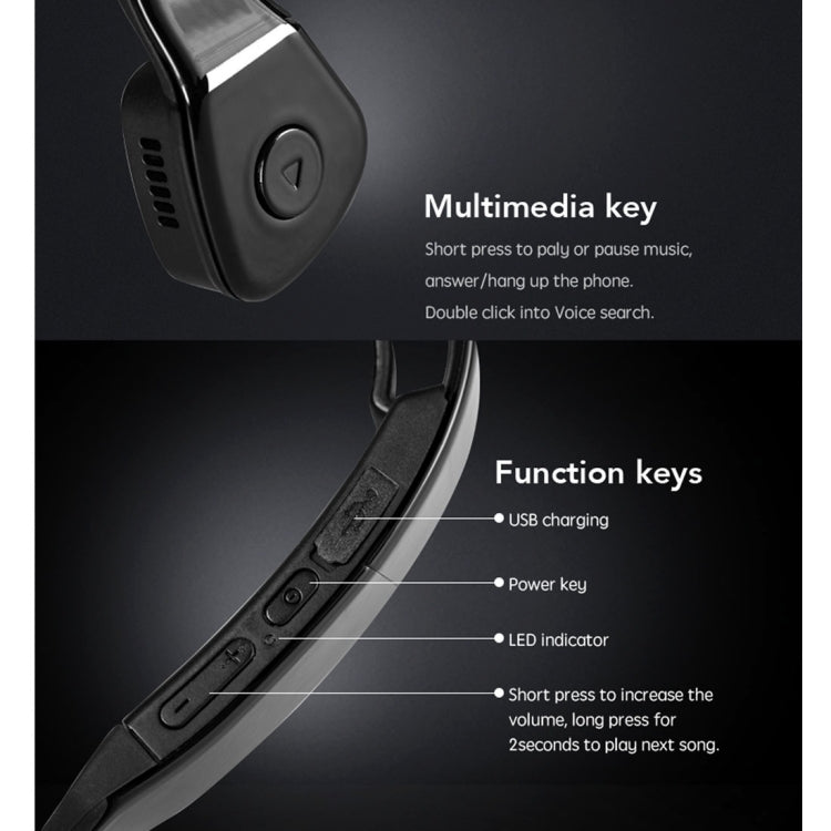 Windshear Ear Hook Bone Conduction Bluetooth V4.0 Headphone Headset with Mic, Support Calling Function
