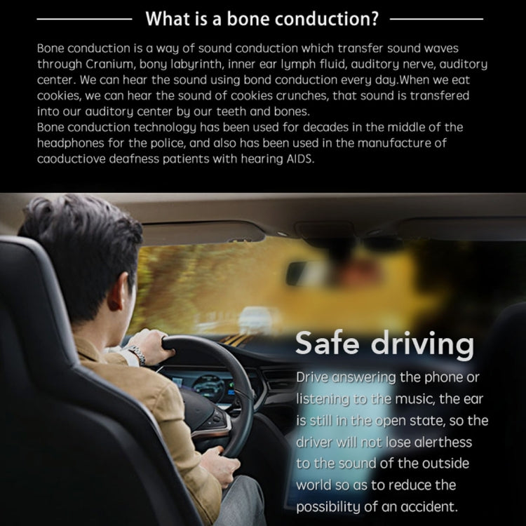 Windshear Ear Hook Bone Conduction Bluetooth V4.0 Headphone Headset with Mic, Support Calling Function