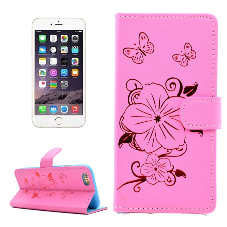 For iPhone 6 & 6s Bronzing Butterfly Pattern Horizontal Flip PU Leather Case with Holder & Card Slots & Wallet