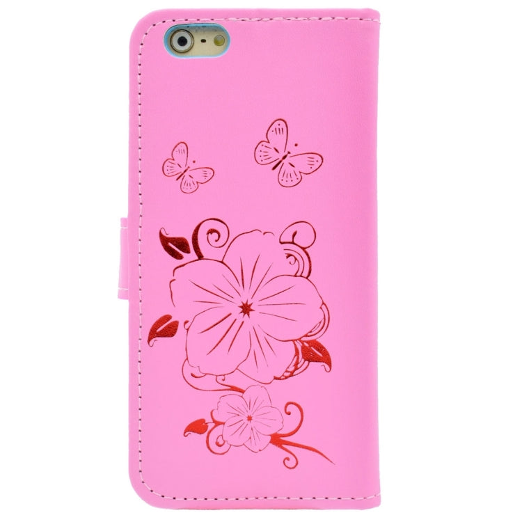 For iPhone 6 & 6s Bronzing Butterfly Pattern Horizontal Flip PU Leather Case with Holder & Card Slots & Wallet