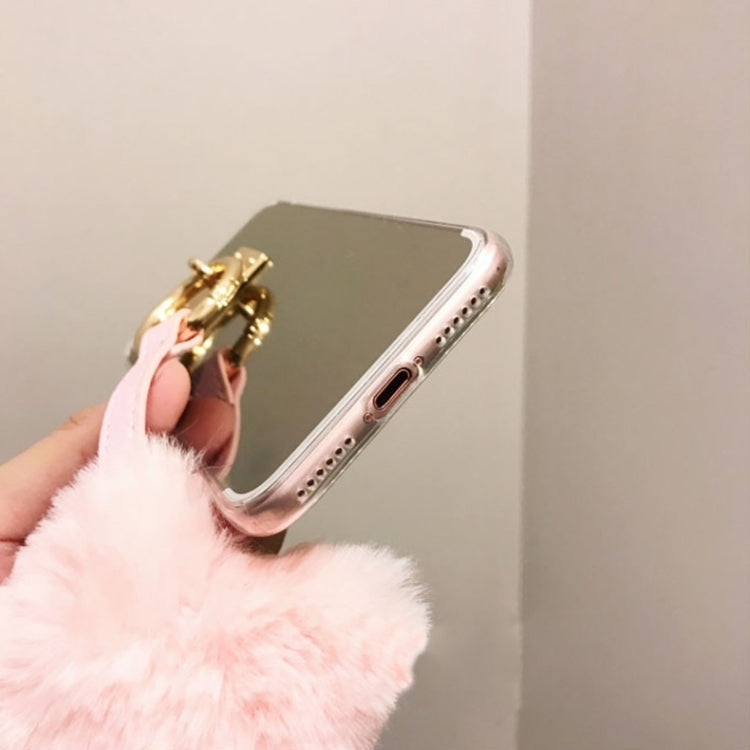 For iPhone 6 & 6s Electroplating Mirror TPU Protective Back Cover Case with Star Shape Fur Ball Pandent
