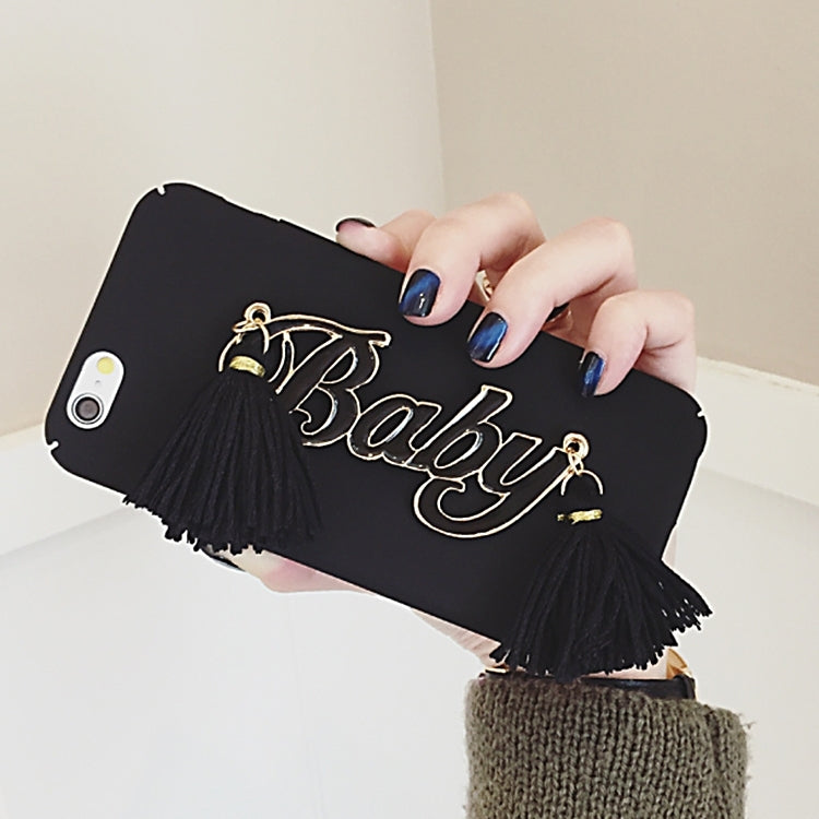 For iPhone 6 & 6s 3D Baby Pattern Full Coverage Frosted Hard Protective Back Cover Case with Tassels Pandent(Black)