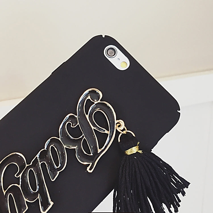 For iPhone 6 & 6s 3D Baby Pattern Full Coverage Frosted Hard Protective Back Cover Case with Tassels Pandent(Black)