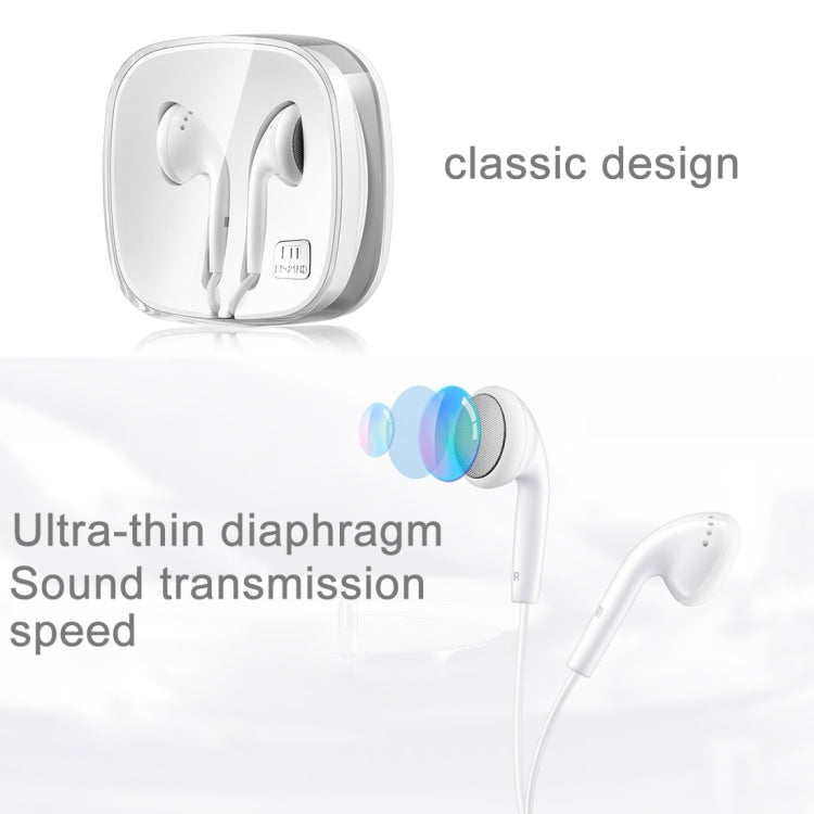 Original Meizu 1.2M EP-21HD Earphone In-Ear Stereo Bass Wired Ear Cup With Microphone for Meizu, Huawei, Xiaomi, iPhone, iPad, iPod, Samsung and Other Smartphones with 3.5mm Earphone Port(White)