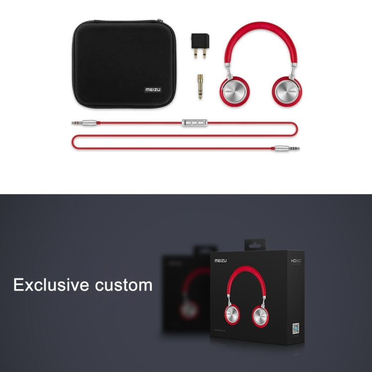 Original Meizu HD50 Stereo Wired Headphone Subwoofer Headset Ear Cup with Metal Body and Artificial Protein Leather Earcap, Equipped with Carrying Bag