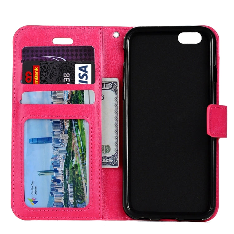 For iPhone 6 & 6s Crazy Horse Texture Horizontal Flip Leather Case with Magnetic Buckle & Holder & Card Slots & Wallet & Photo Frame