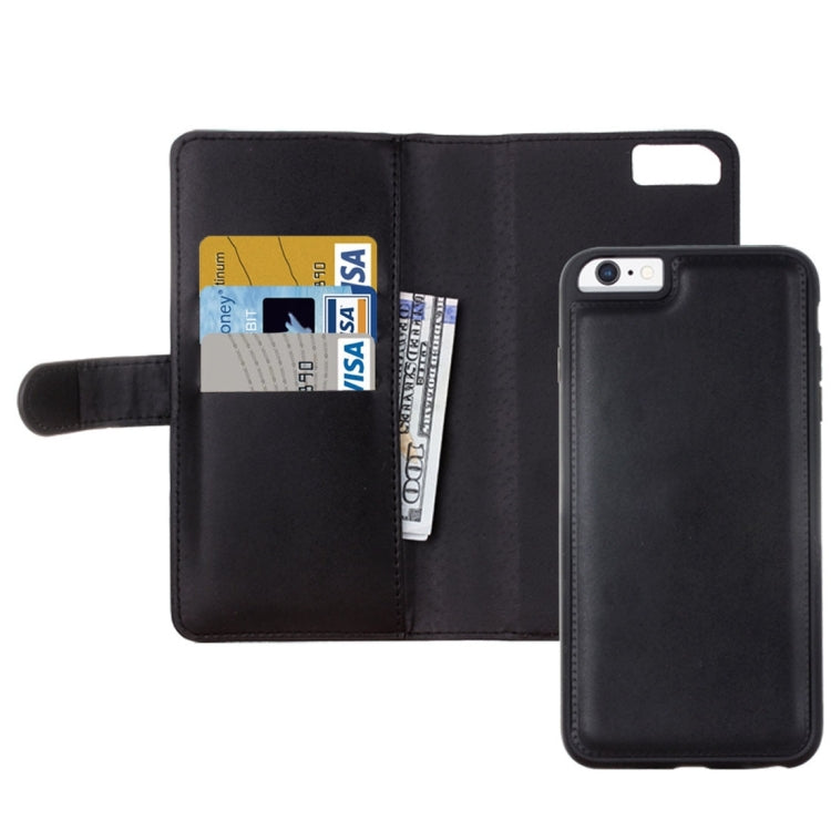 For iPhone 6 Plain Weave Texture Zipper Horizontal Flip Leather Case with Detachable Back Protective Case & Card Slots & Wallet
