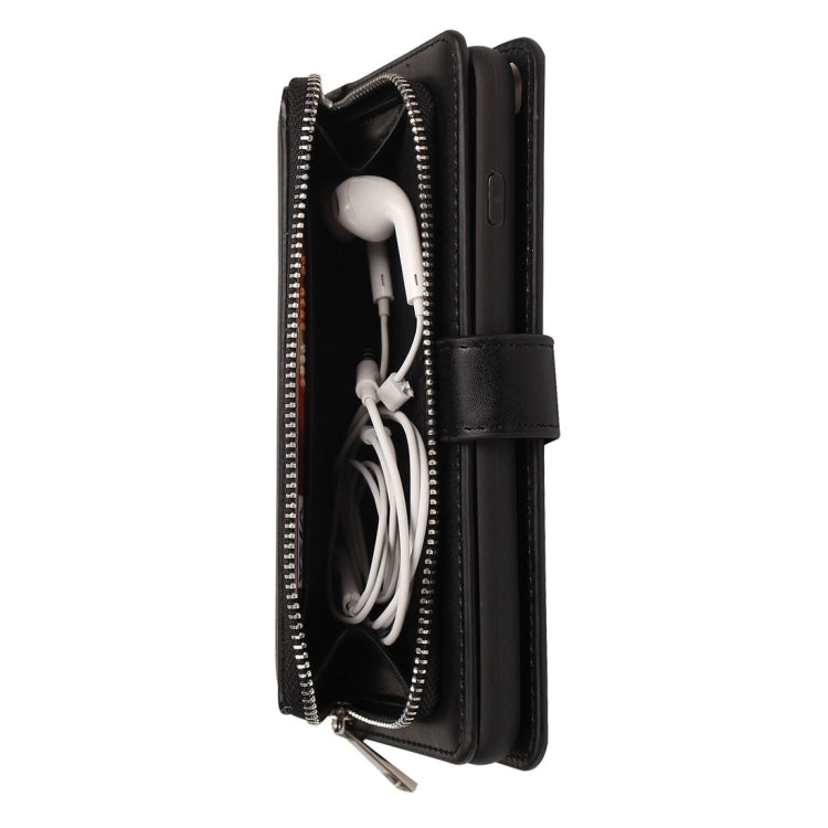 For iPhone 6 Plain Weave Texture Zipper Horizontal Flip Leather Case with Detachable Back Protective Case & Card Slots & Wallet
