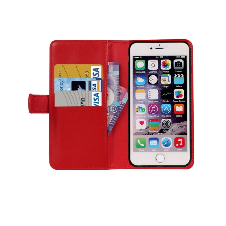 For iPhone 6 Plain Weave Texture Zipper Horizontal Flip Leather Case with Detachable Back Protective Case & Card Slots & Wallet