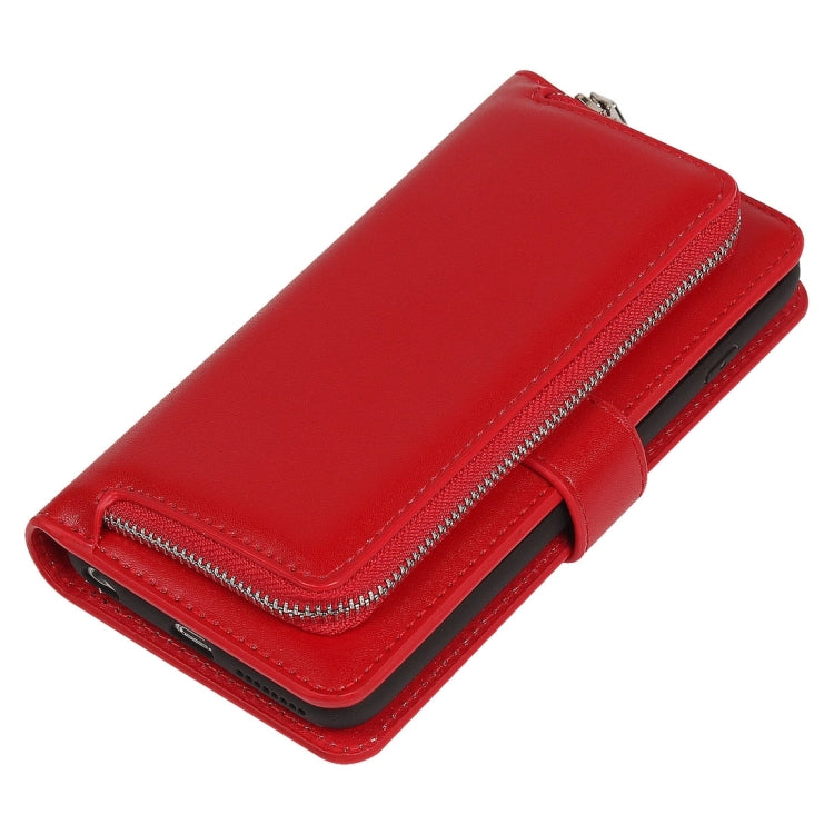 For iPhone 6 Plain Weave Texture Zipper Horizontal Flip Leather Case with Detachable Back Protective Case & Card Slots & Wallet