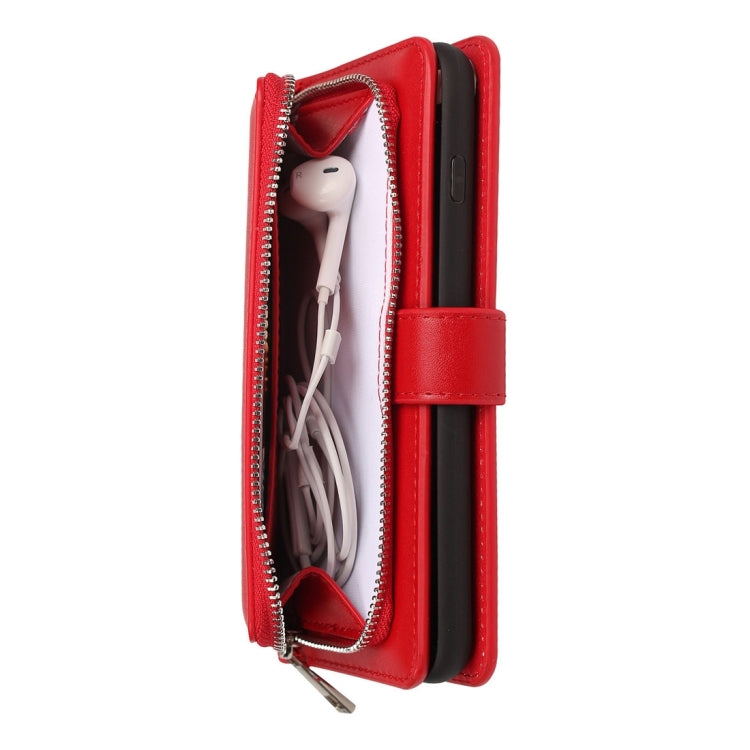 For iPhone 6 Plain Weave Texture Zipper Horizontal Flip Leather Case with Detachable Back Protective Case & Card Slots & Wallet