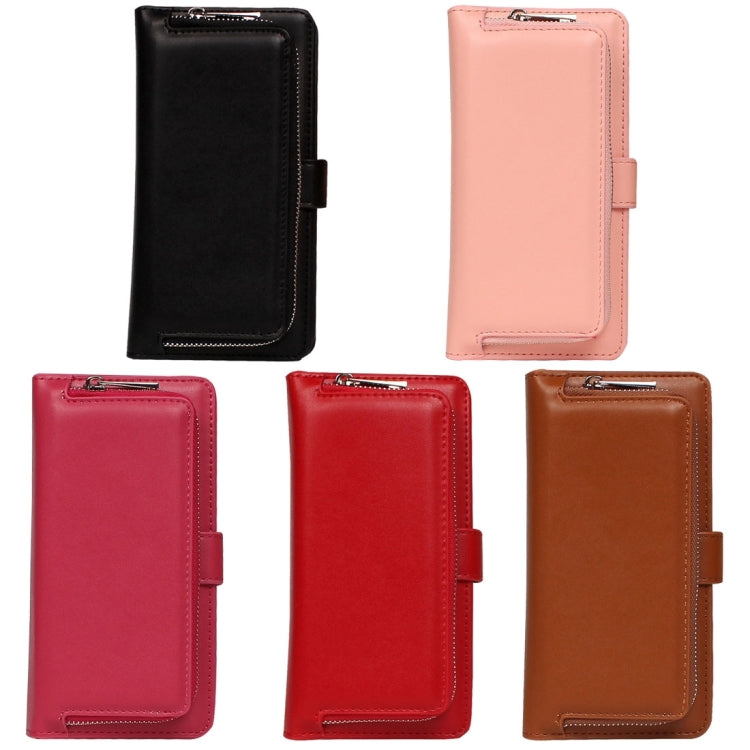For iPhone 6 Plain Weave Texture Zipper Horizontal Flip Leather Case with Detachable Back Protective Case & Card Slots & Wallet
