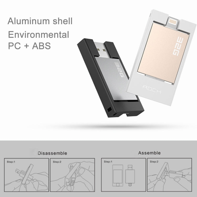 ROCK Apple MFi 32GB 8pin to USB 3.0  Flash Disk Drive for iPhone & iPad & iPod