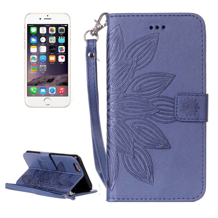 For iPhone 6 & 6s Crazy Horse Texture Half Flower Printing Horizontal Flip Leather Case with Holder & Card Slots & Wallet & Lanyard