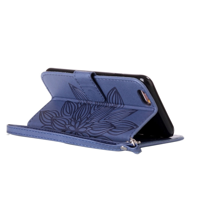 For iPhone 6 & 6s Crazy Horse Texture Half Flower Printing Horizontal Flip Leather Case with Holder & Card Slots & Wallet & Lanyard