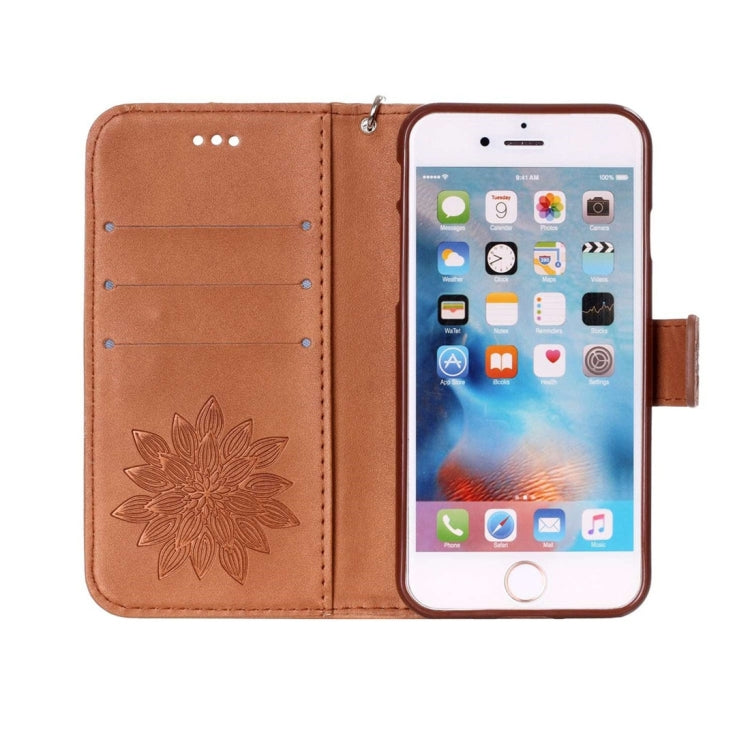 For iPhone 6 & 6s Crazy Horse Texture Half Flower Printing Horizontal Flip Leather Case with Holder & Card Slots & Wallet & Lanyard