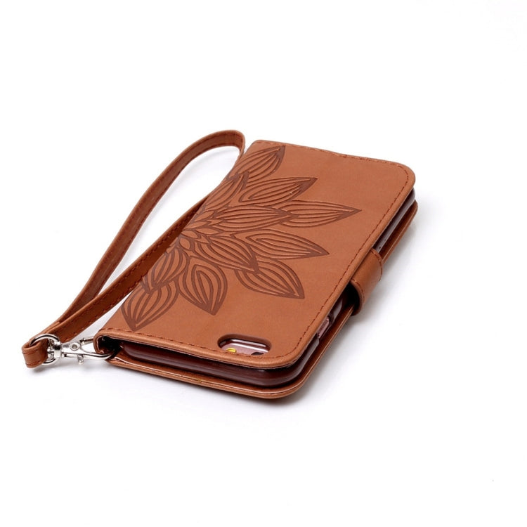 For iPhone 6 & 6s Crazy Horse Texture Half Flower Printing Horizontal Flip Leather Case with Holder & Card Slots & Wallet & Lanyard