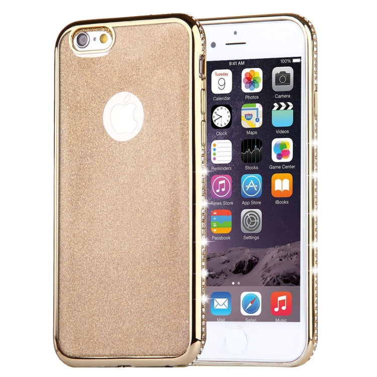 For iPhone 6 & 6s Diamond Encrusted Electroplating Flash Powder TPU Protective Case(Gold)