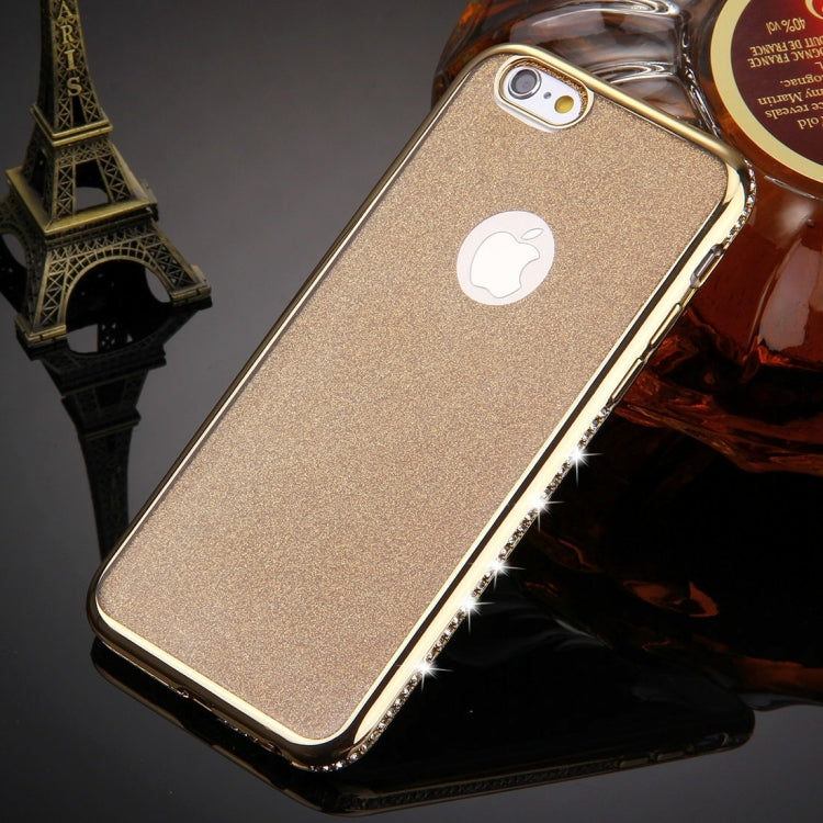 For iPhone 6 & 6s Diamond Encrusted Electroplating Flash Powder TPU Protective Case(Gold)