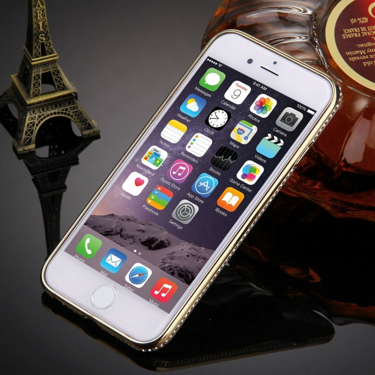 For iPhone 6 & 6s Diamond Encrusted Electroplating Flash Powder TPU Protective Case(Gold)