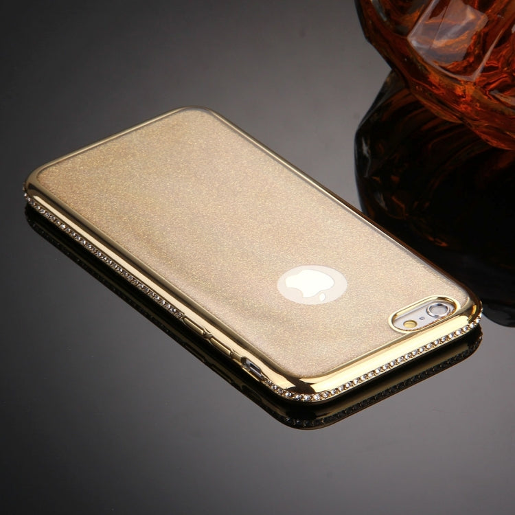 For iPhone 6 & 6s Diamond Encrusted Electroplating Flash Powder TPU Protective Case(Gold)