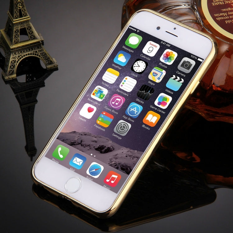 For iPhone 6 & 6s Diamond Encrusted Grid Texture Electroplating Frame TPU Protective Case