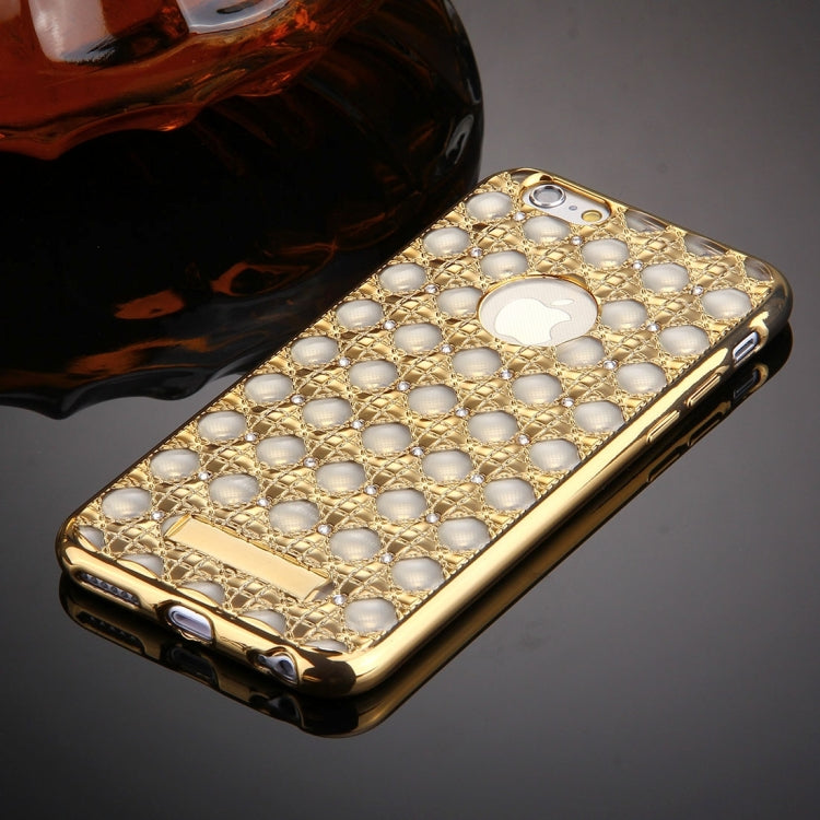 For iPhone 6 & 6s Diamond Encrusted Grid Texture Electroplating Frame TPU Protective Case