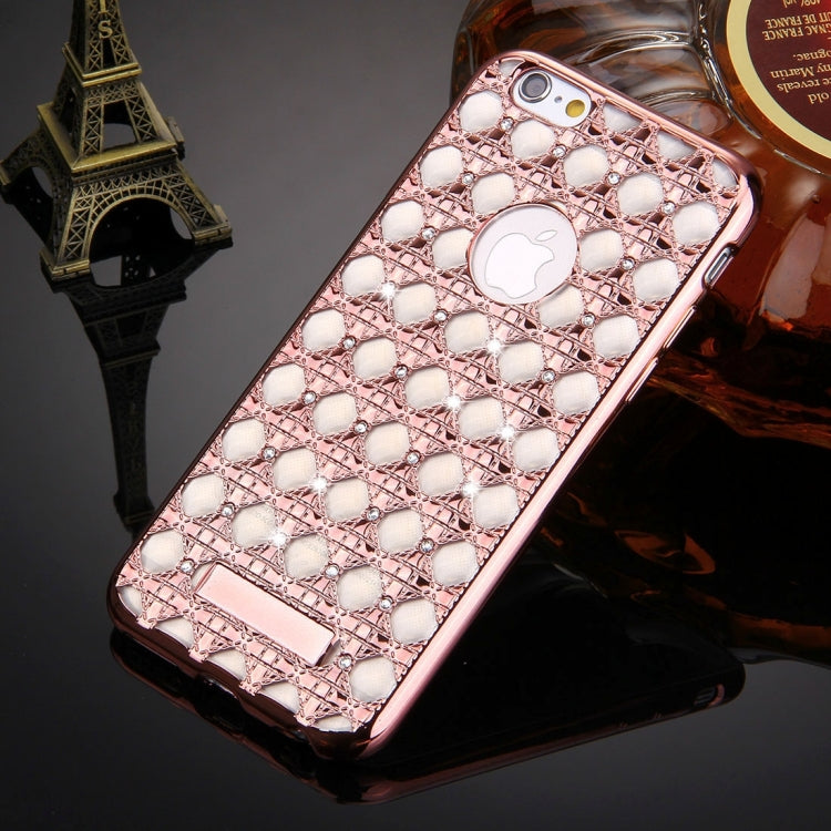 For iPhone 6 & 6s Diamond Encrusted Grid Texture Electroplating Frame TPU Protective Case