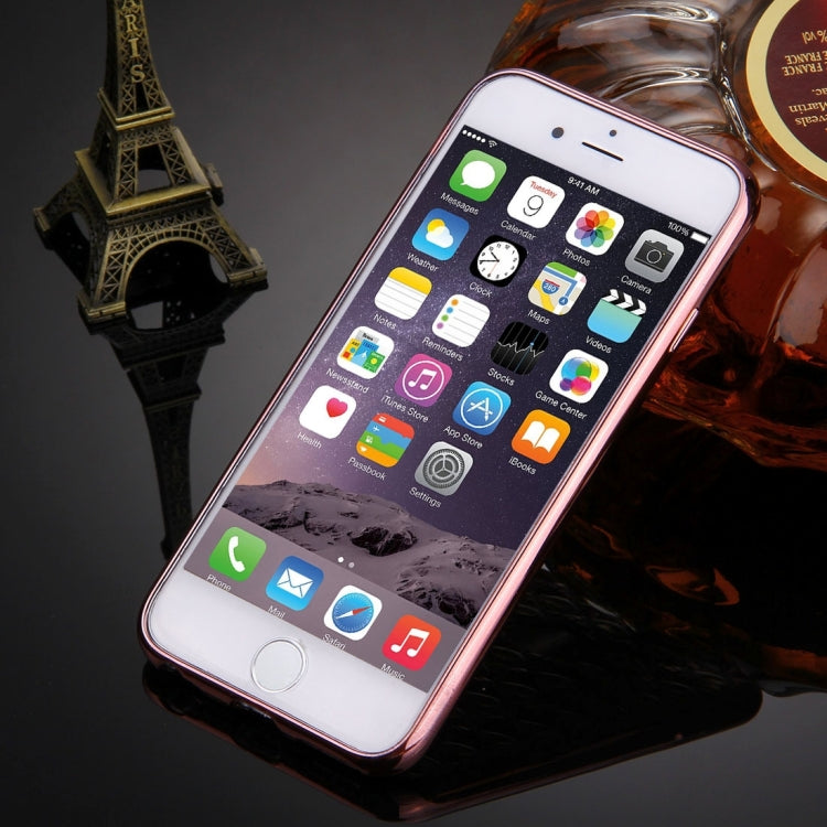 For iPhone 6 & 6s Diamond Encrusted Grid Texture Electroplating Frame TPU Protective Case