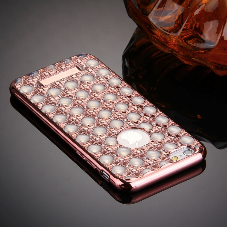For iPhone 6 & 6s Diamond Encrusted Grid Texture Electroplating Frame TPU Protective Case