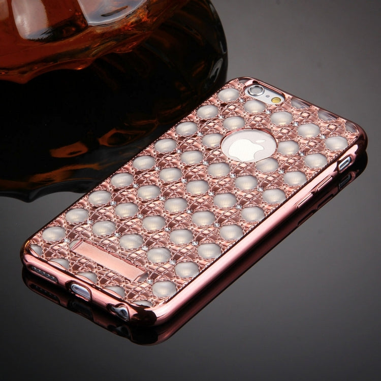 For iPhone 6 & 6s Diamond Encrusted Grid Texture Electroplating Frame TPU Protective Case