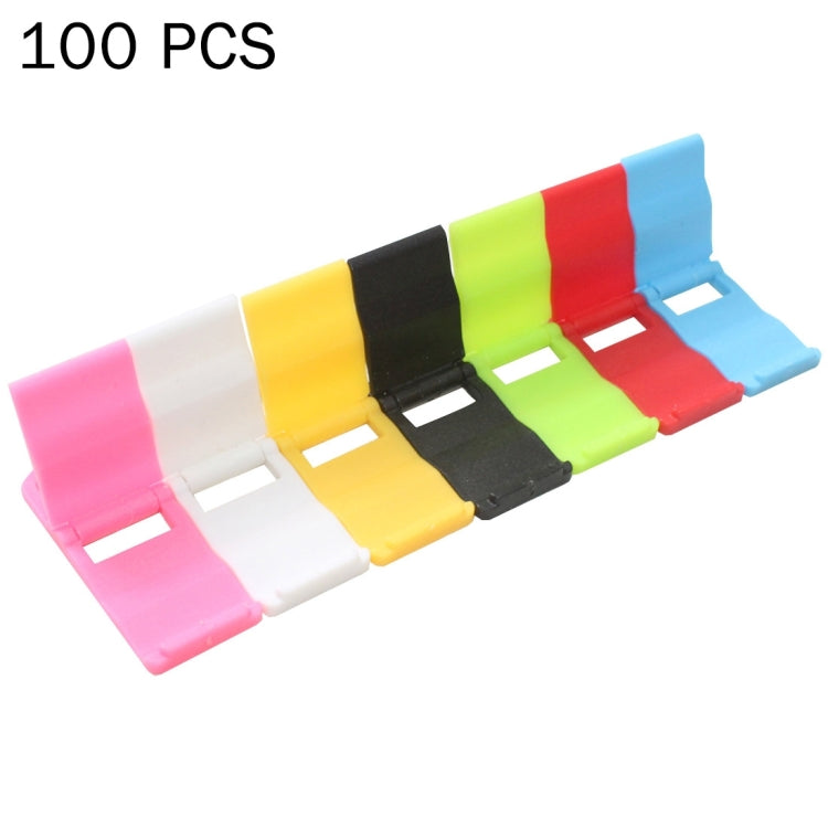 100 PCS Universal Foldable Adjustable L-shape Plastic Desktop Phone Holder Stand for Mobile Phones and Tablets, Size: 4.6 x 1.9 cm, Random Color Delivery