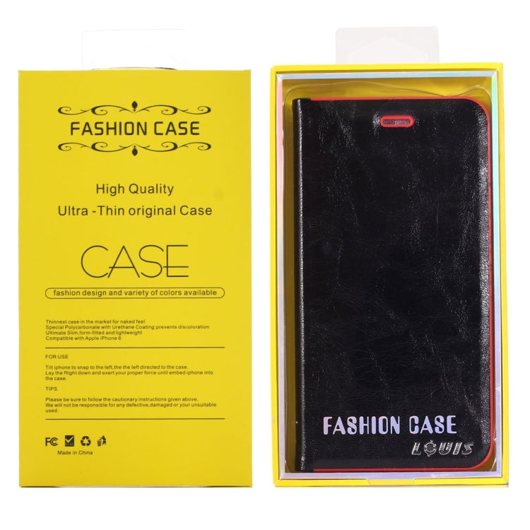 LOUIS for iPhone 6 & iPhone 6s Crystal Texture PC Full Coverage Horizontal Flip Leather Case with Holder & Card Slots(Black)