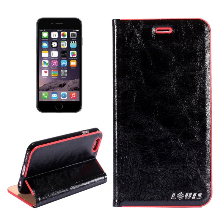 LOUIS for iPhone 6 & iPhone 6s Crystal Texture PC Full Coverage Horizontal Flip Leather Case with Holder & Card Slots(Black)
