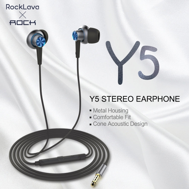 ROCK Y5 1.2M High Quality Stereo HiFi Tone Wire Control Earphone In-ear Headphone with Mic & 3.5mm Earphone Port, For iPhone & Samsung & HTC & Sony & Huawei & Xiaomi & Meizu and other Android Smart Phones & MP3 & Tablets