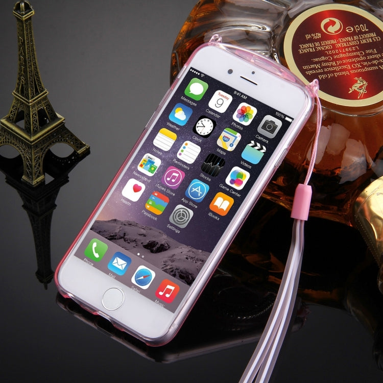 For iPhone 6 & 6s Rabbit Ear Diamond Encrusted Transparent TPU Protective Case with Lanyard & Holder