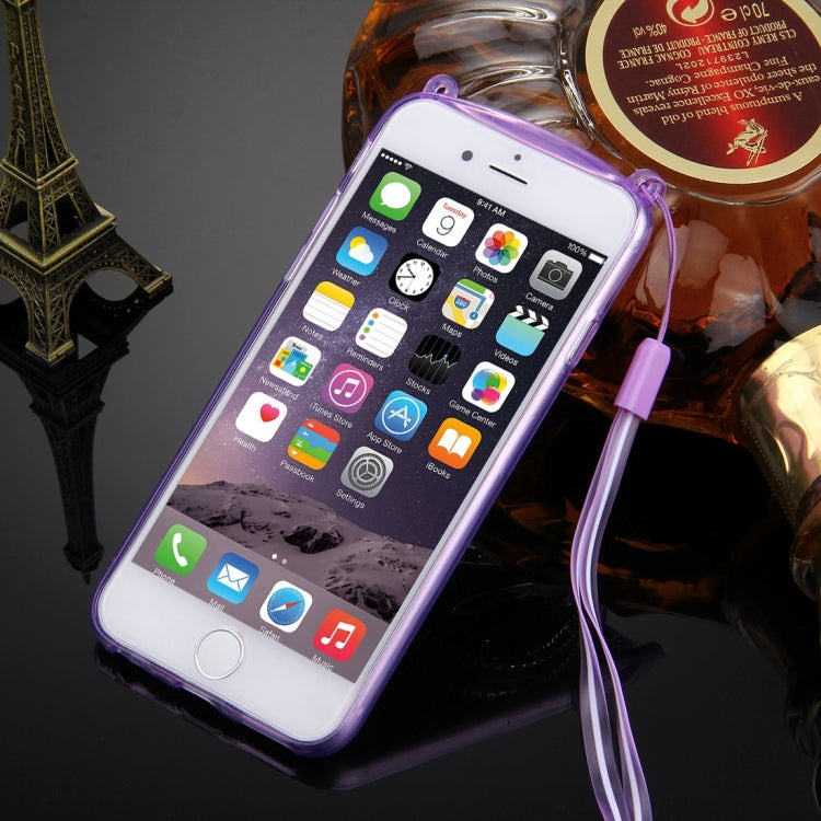For iPhone 6 & 6s Rabbit Ear Diamond Encrusted Transparent TPU Protective Case with Lanyard & Holder