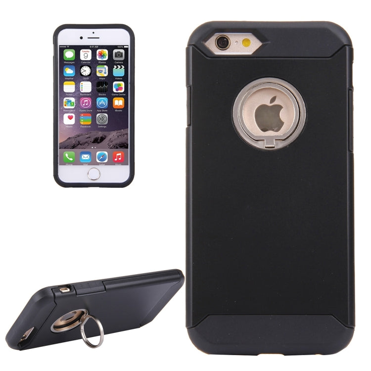 For iPhone 6 & 6s Anti-Drop Shockproof Dual Layer TPU + PC Protective Case with Hidden Ring Holder