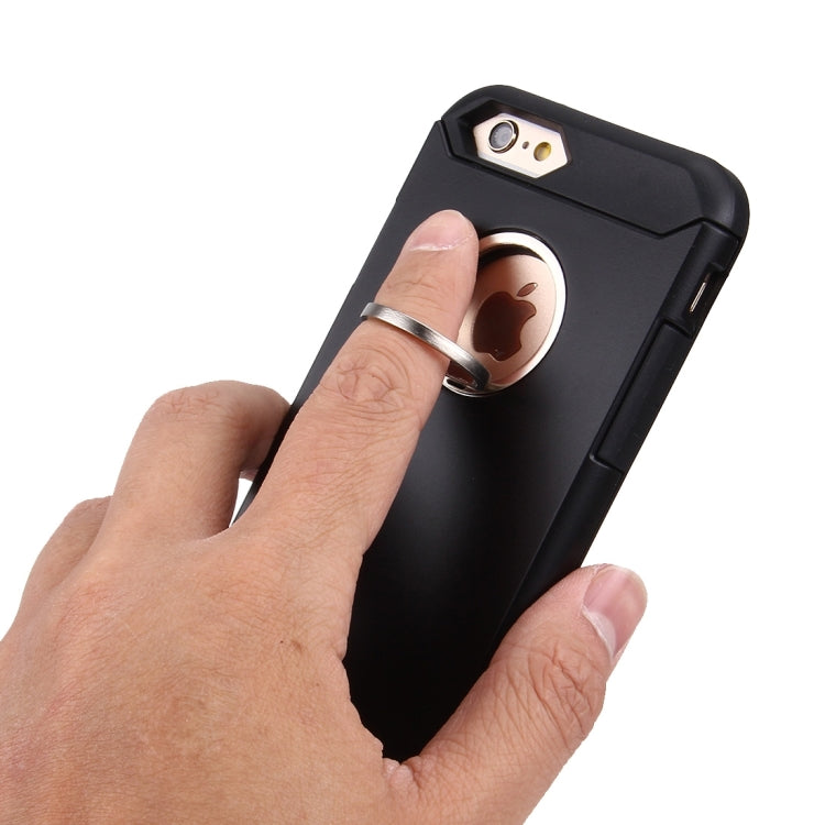 For iPhone 6 & 6s Anti-Drop Shockproof Dual Layer TPU + PC Protective Case with Hidden Ring Holder