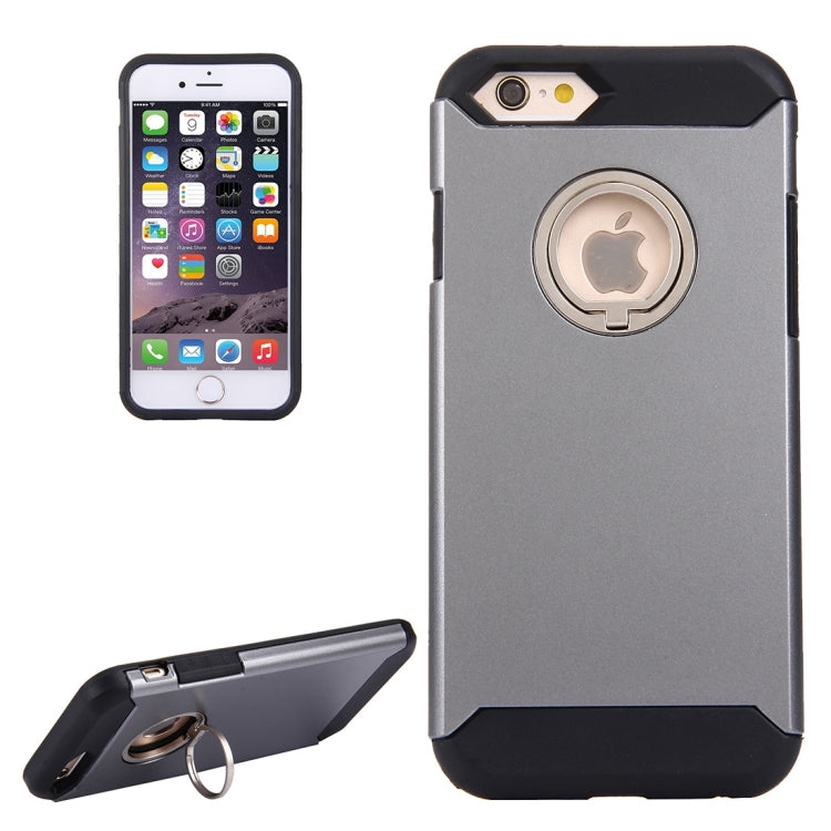 For iPhone 6 & 6s Anti-Drop Shockproof Dual Layer TPU + PC Protective Case with Hidden Ring Holder