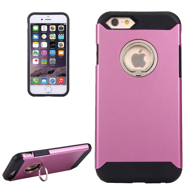 For iPhone 6 & 6s Anti-Drop Shockproof Dual Layer TPU + PC Protective Case with Hidden Ring Holder
