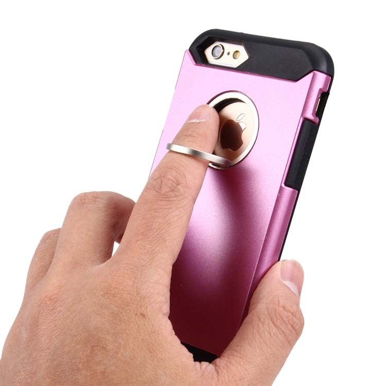 For iPhone 6 & 6s Anti-Drop Shockproof Dual Layer TPU + PC Protective Case with Hidden Ring Holder
